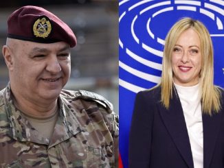 Συνομιλία της Τ. Μελόνι με τον πρόεδρο της Δημοκρατίας του Λιβάνου, Ζ. Αούν